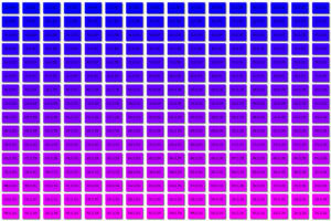 Vivid colour spectrum grid showcasing the lightcolourvision.org project's focus on vibrant light and colour visualization.