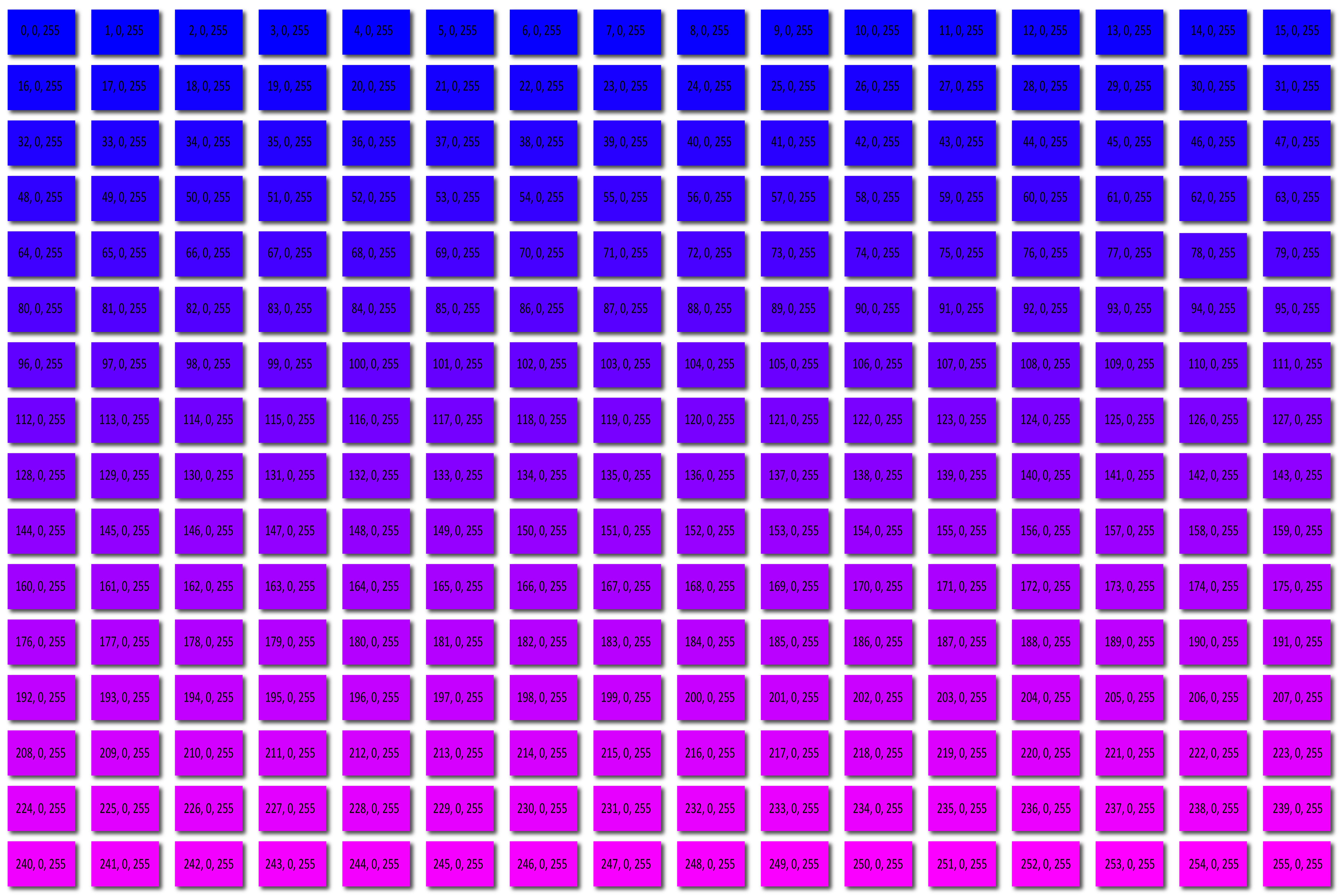 Vivid colour spectrum grid showcasing the lightcolourvision.org project's focus on vibrant light and colour visualization.