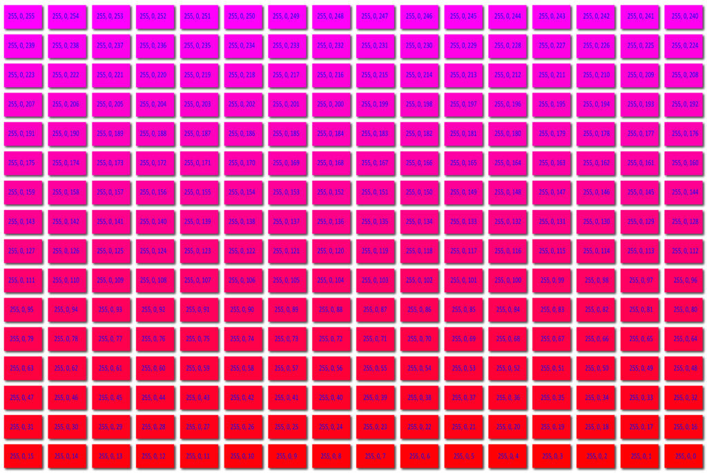 255, 0, 255 - colourful spectrum of light and colour representation.