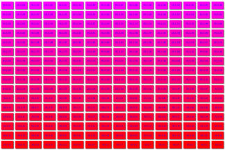 256 RGB Colours - Magenta to Red - Values