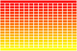 256 RGB Colours - Red to Yellow - Grid
