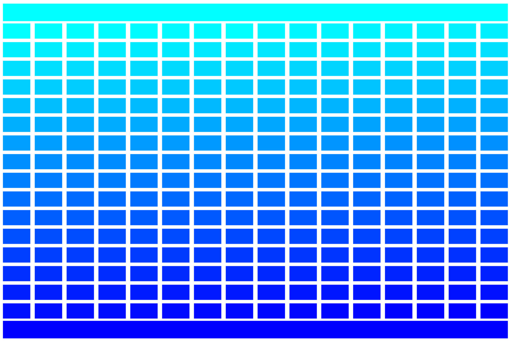 256 RGB Colours - Cyan to Blue - Grid