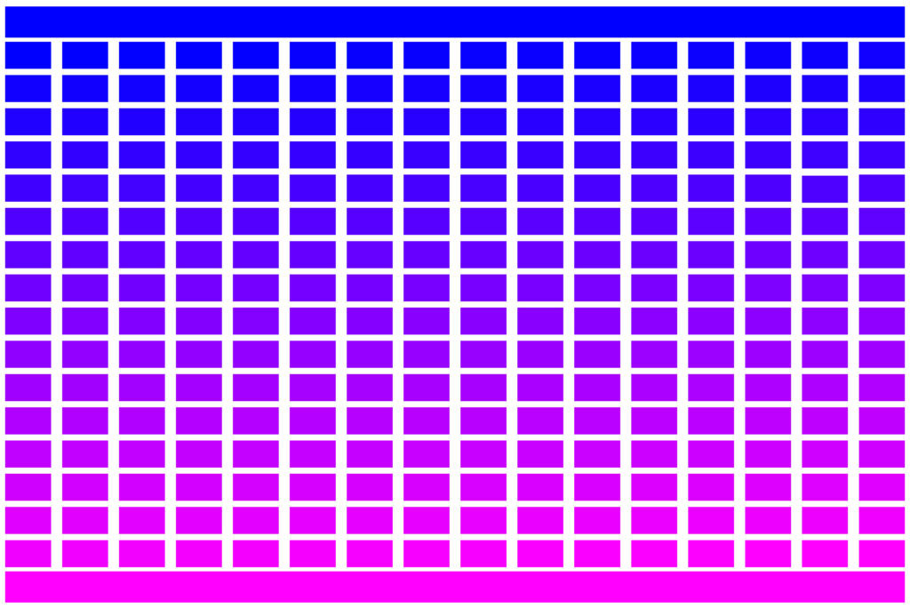 Color gradient array demonstrating light and colour spectrum, used in vision and lighting research.